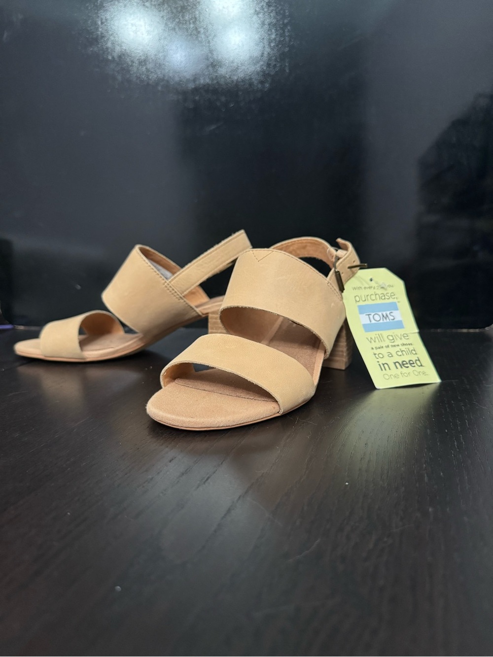 TOMS Women's Tan Strappy Block Heel Sandals
